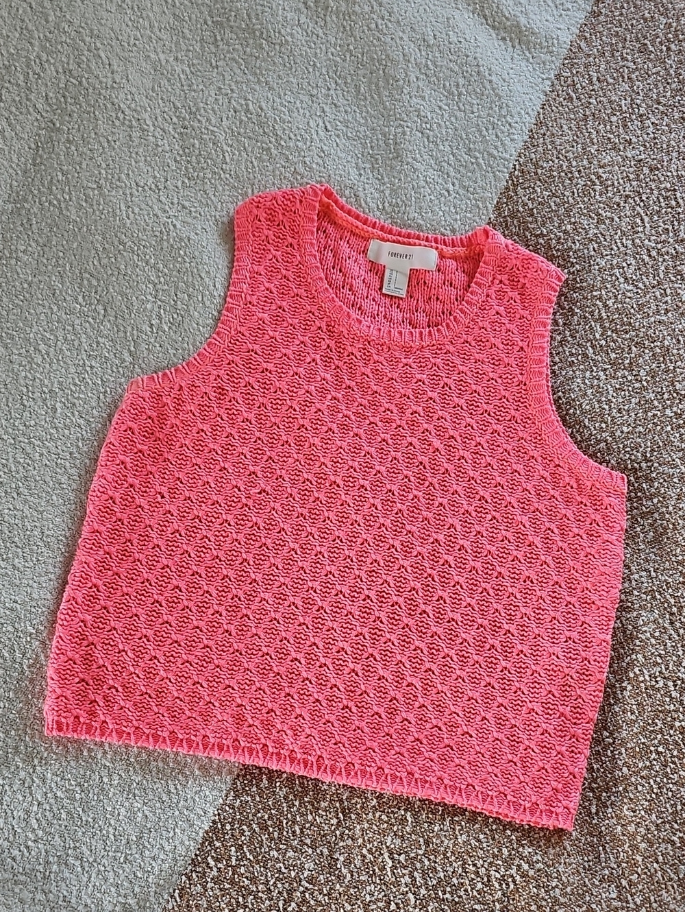 Neon Pink Textured Knit Tank